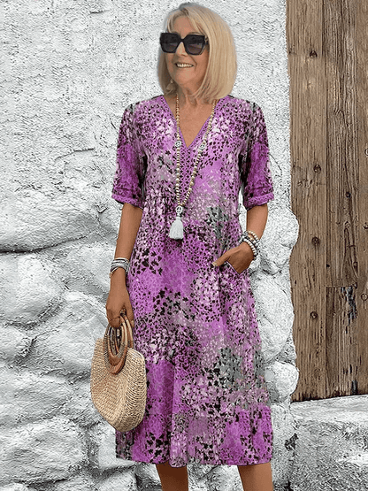 Vacation Floral V-Neck Flowing Maxi Dress | Skyler 7