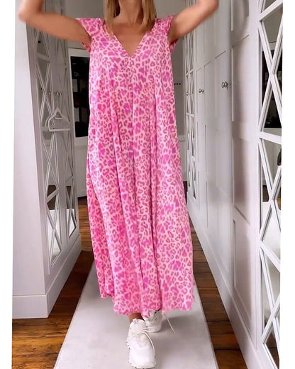 Vacation Floral V-Neck Pocketed Maxi Dress | Mira 2