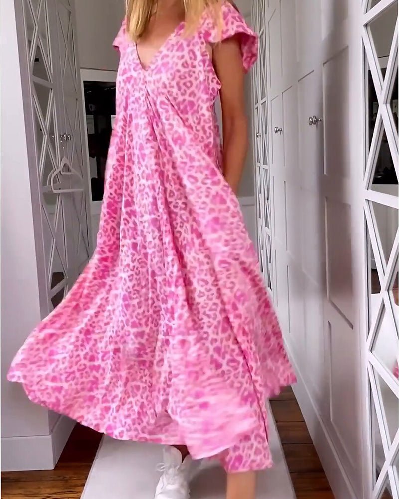 Vacation Floral V-Neck Pocketed Maxi Dress | Mira 3