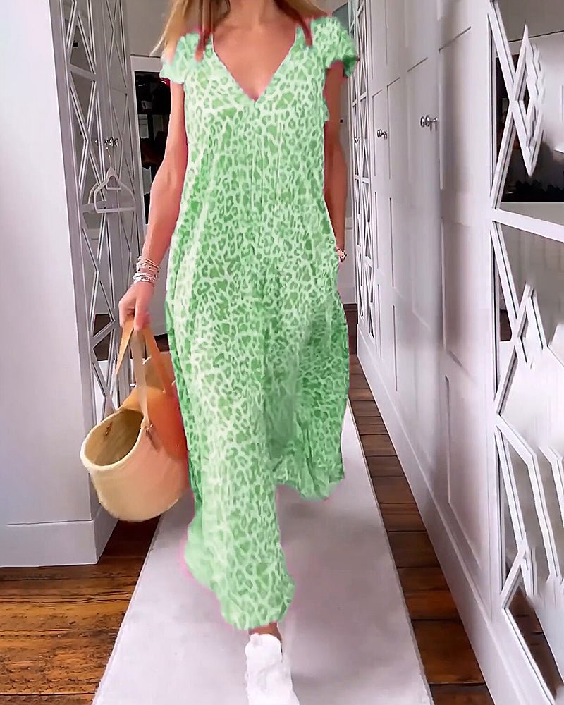 Vacation Floral V-Neck Pocketed Maxi Dress | Mira 6