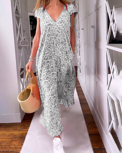 Vacation Floral V-Neck Pocketed Maxi Dress | Mira 8