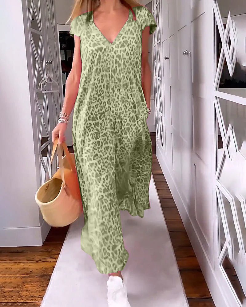 Vacation Floral V-Neck Pocketed Maxi Dress | Mira 9