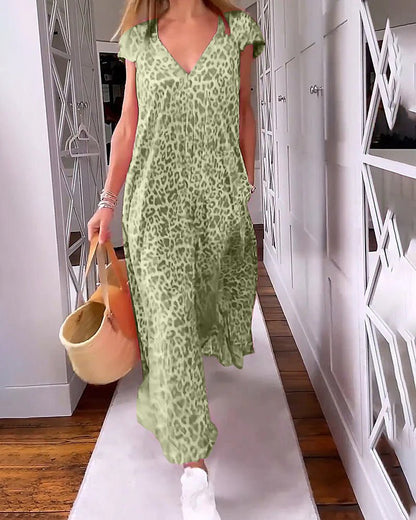 Vacation Floral V-Neck Pocketed Maxi Dress | Mira 9