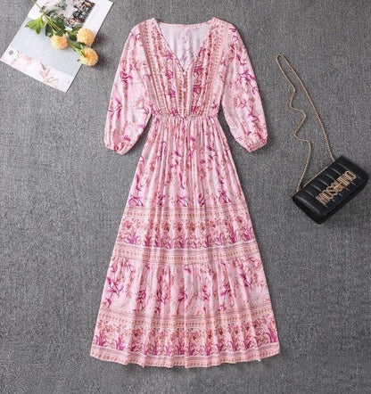 Vacation Paisley Tiered Maxi Dress with Adjustable Waist | Mira 3