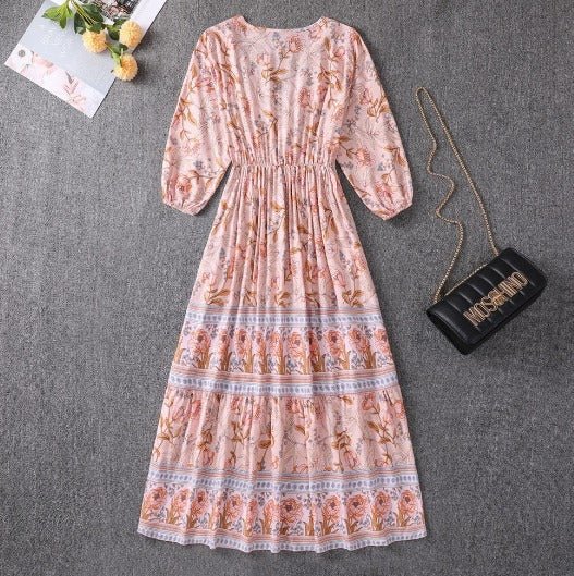 Vacation Paisley Tiered Maxi Dress with Adjustable Waist | Mira 4