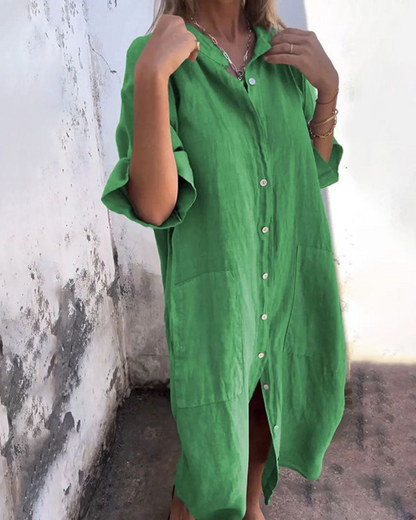 Valerie™ | Womens Summer Holiday Chiffon Shirt Collar Short Sleeve Relaxed Fit Flowy Drape Mini Dress 4