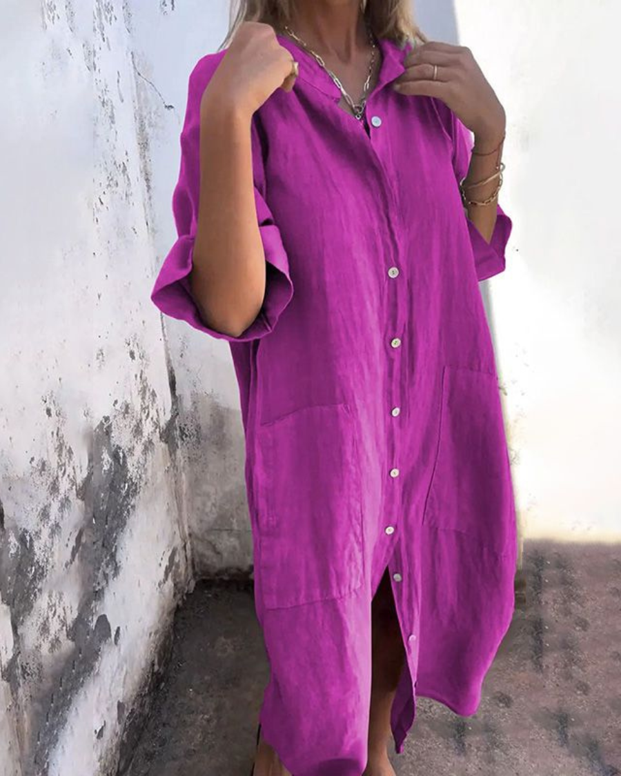 Valerie™ | Womens Summer Holiday Chiffon Shirt Collar Short Sleeve Relaxed Fit Flowy Drape Mini Dress 5