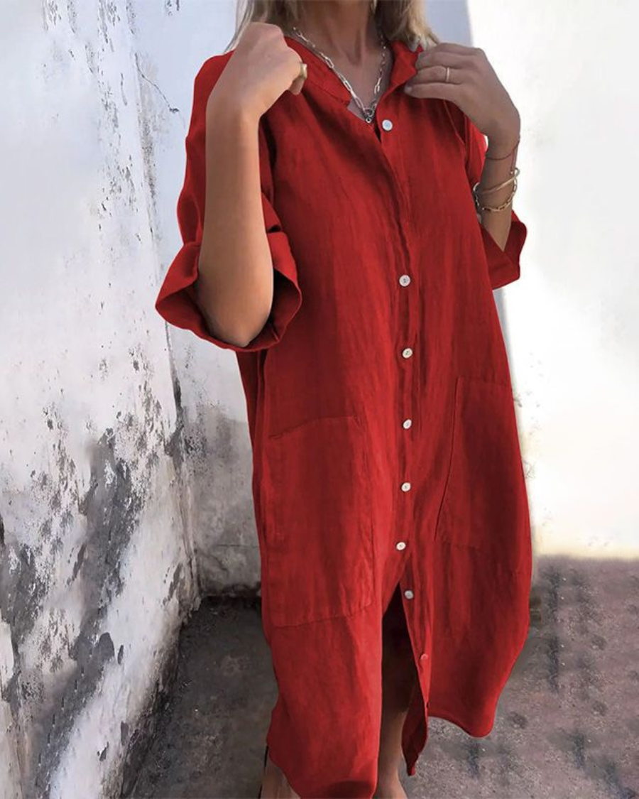 Valerie™ | Womens Summer Holiday Chiffon Shirt Collar Short Sleeve Relaxed Fit Flowy Drape Mini Dress 6