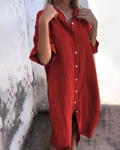 Valerie™ | Womens Summer Holiday Chiffon Shirt Collar Short Sleeve Relaxed Fit Flowy Drape Mini Dress 6