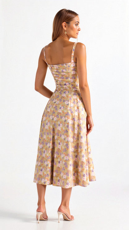 Wedding Guest A-Line Bustier Side Slit Maxi Dress | Alina 2
