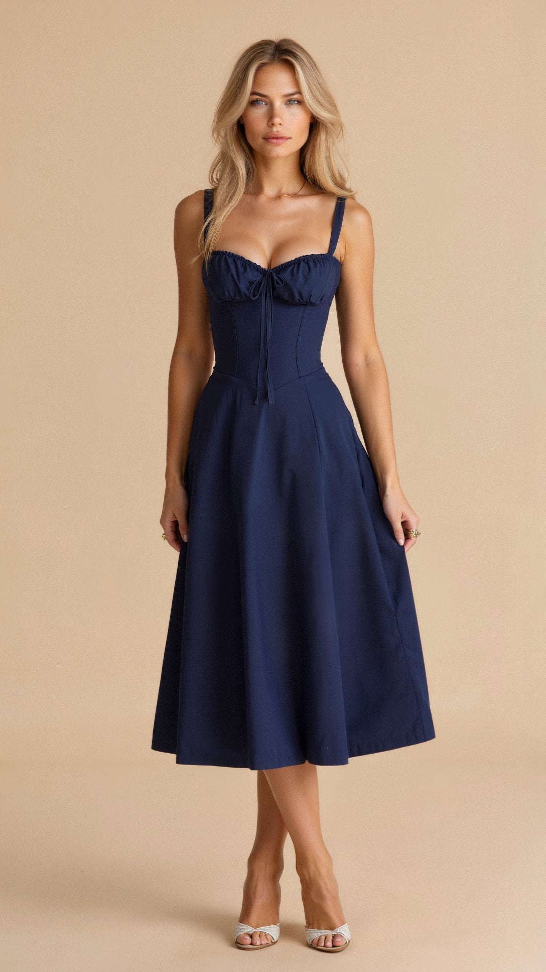Wedding Guest A-Line Bustier Side Slit Maxi Dress | Alina 12