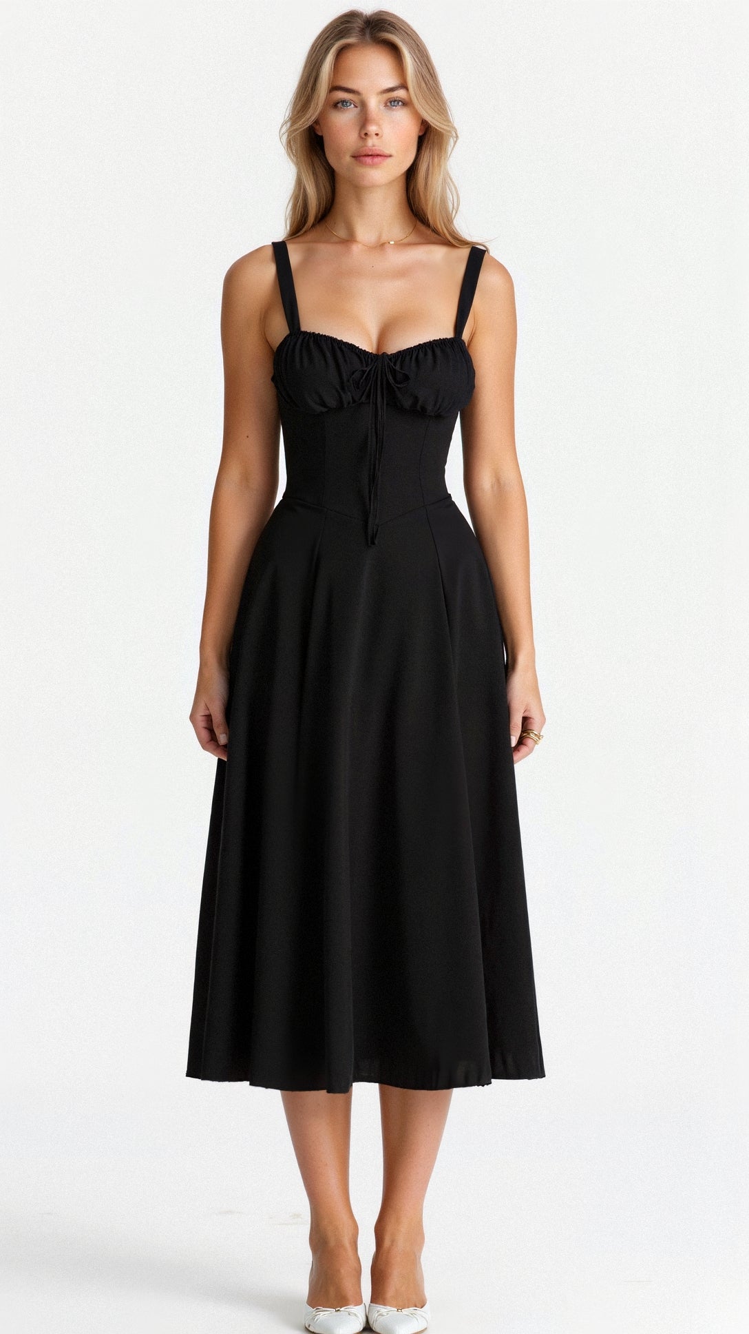 Wedding Guest A-Line Bustier Side Slit Maxi Dress | Alina 3