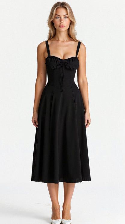 Wedding Guest A-Line Bustier Side Slit Maxi Dress | Alina 3