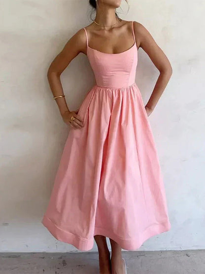 Wedding Guest Chiffon Scoop Neck Fitted Midi Dress | Mira 1
