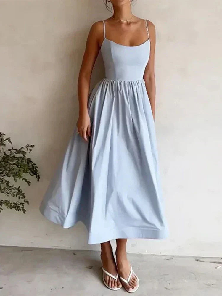 Wedding Guest Chiffon Scoop Neck Fitted Midi Dress | Mira 5
