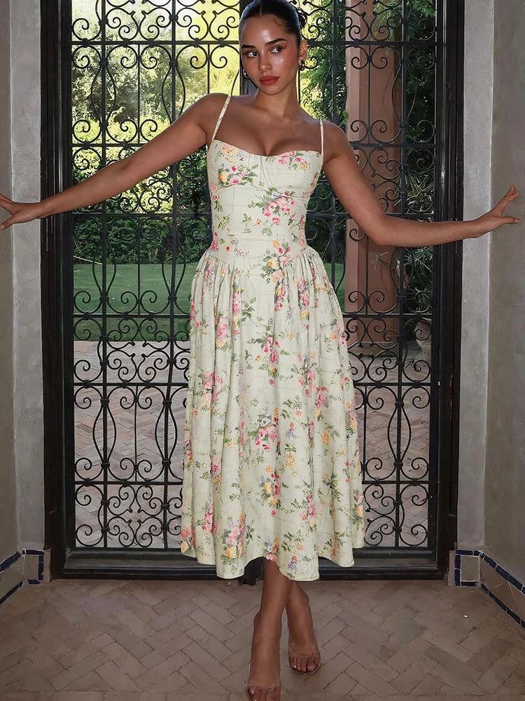 Wedding Guest Floral Strap Midi Dress | Riley 4