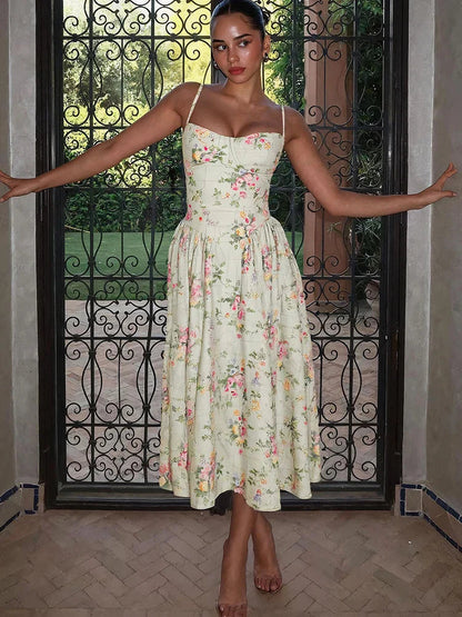 Wedding Guest Floral Strap Midi Dress | Riley 4