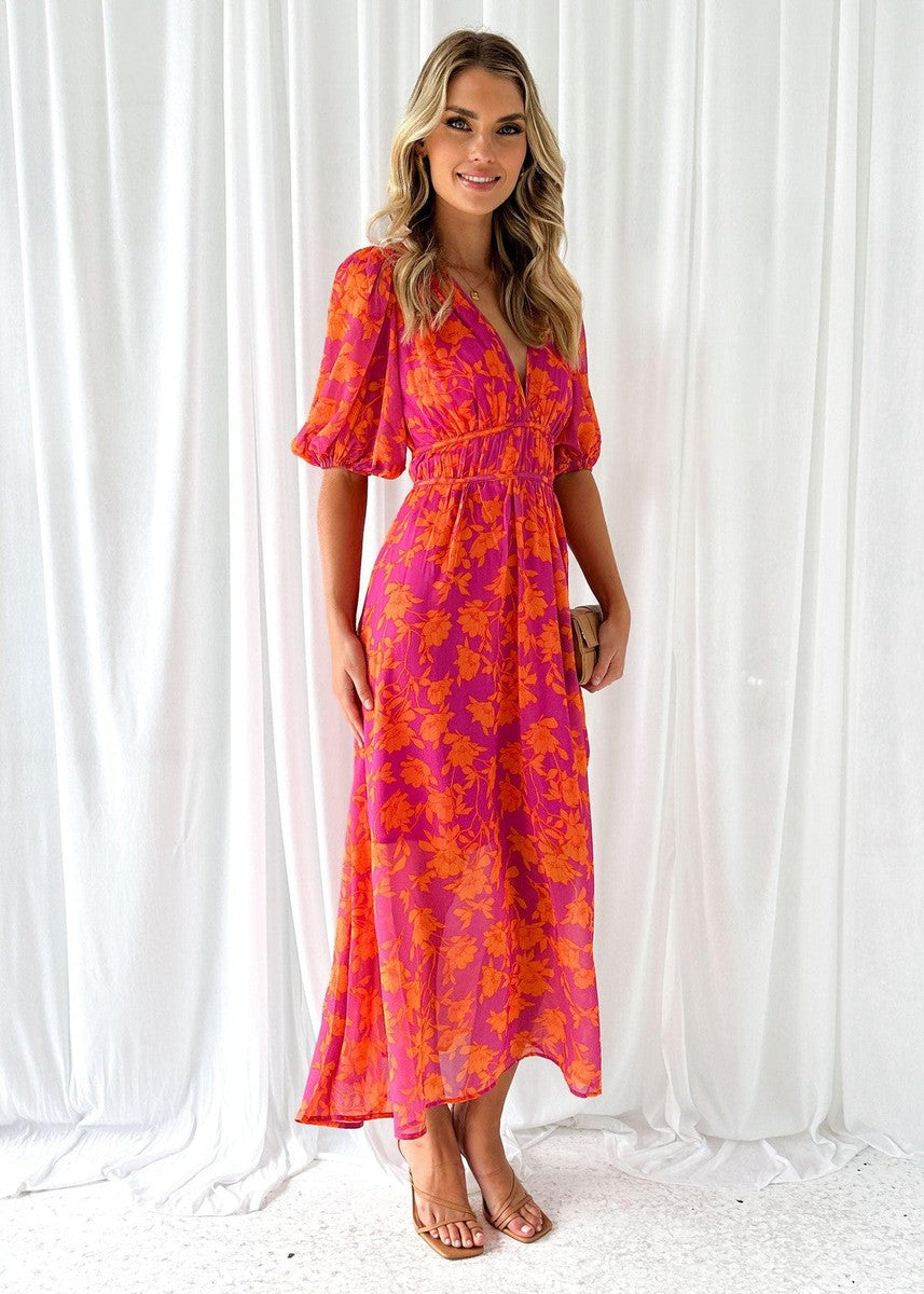 Wedding Guest Floral V-Neck Maxi Dress | Rose 3