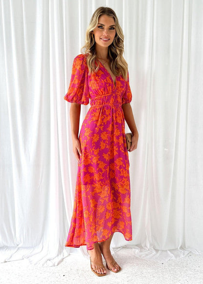 Wedding Guest Floral V-Neck Maxi Dress | Rose 3