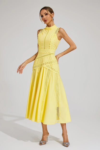 Wedding Guest Lace Midi Sleeveless Elegant Dress | Mira 2