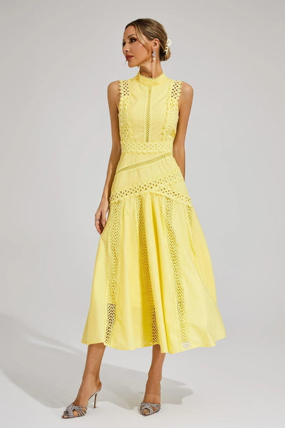 Wedding Guest Lace Midi Sleeveless Elegant Dress | Mira 4
