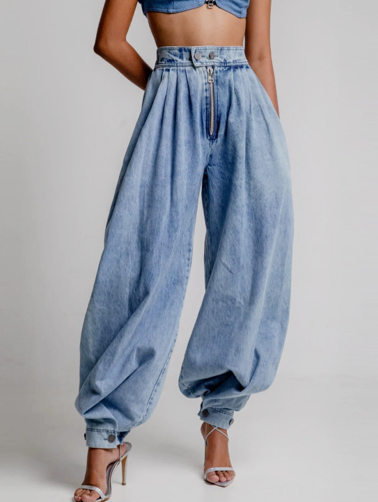 Elara | Women High Waist Wide Leg Relaxed Fit Soft Stretch Denim Pants 1