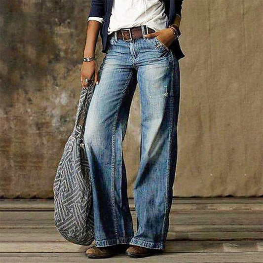 Elara | Women High Waist Wide Leg Loose Fit Denim Casual Pants 1