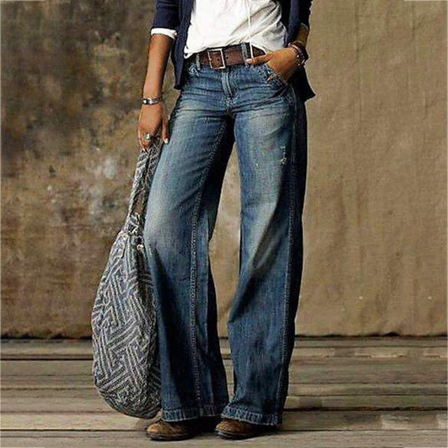 Elara | Women High Waist Wide Leg Loose Fit Denim Casual Pants 2