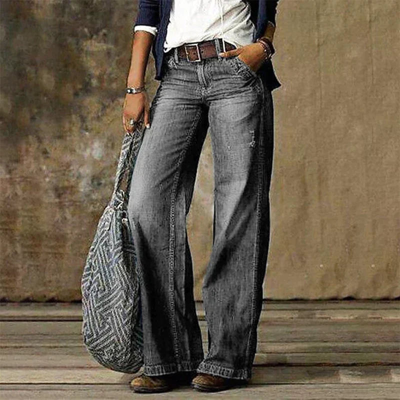 Elara | Women High Waist Wide Leg Loose Fit Denim Casual Pants 3