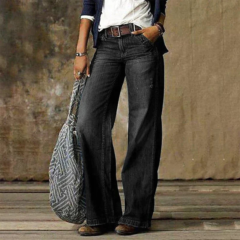 Elara | Women High Waist Wide Leg Loose Fit Denim Casual Pants 4