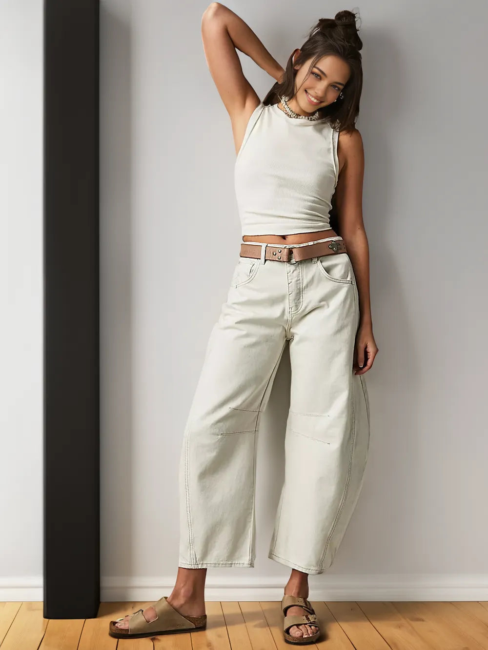 Elara | Women Mid Rise Wide Leg Casual Fit Denim Everyday Pants 3
