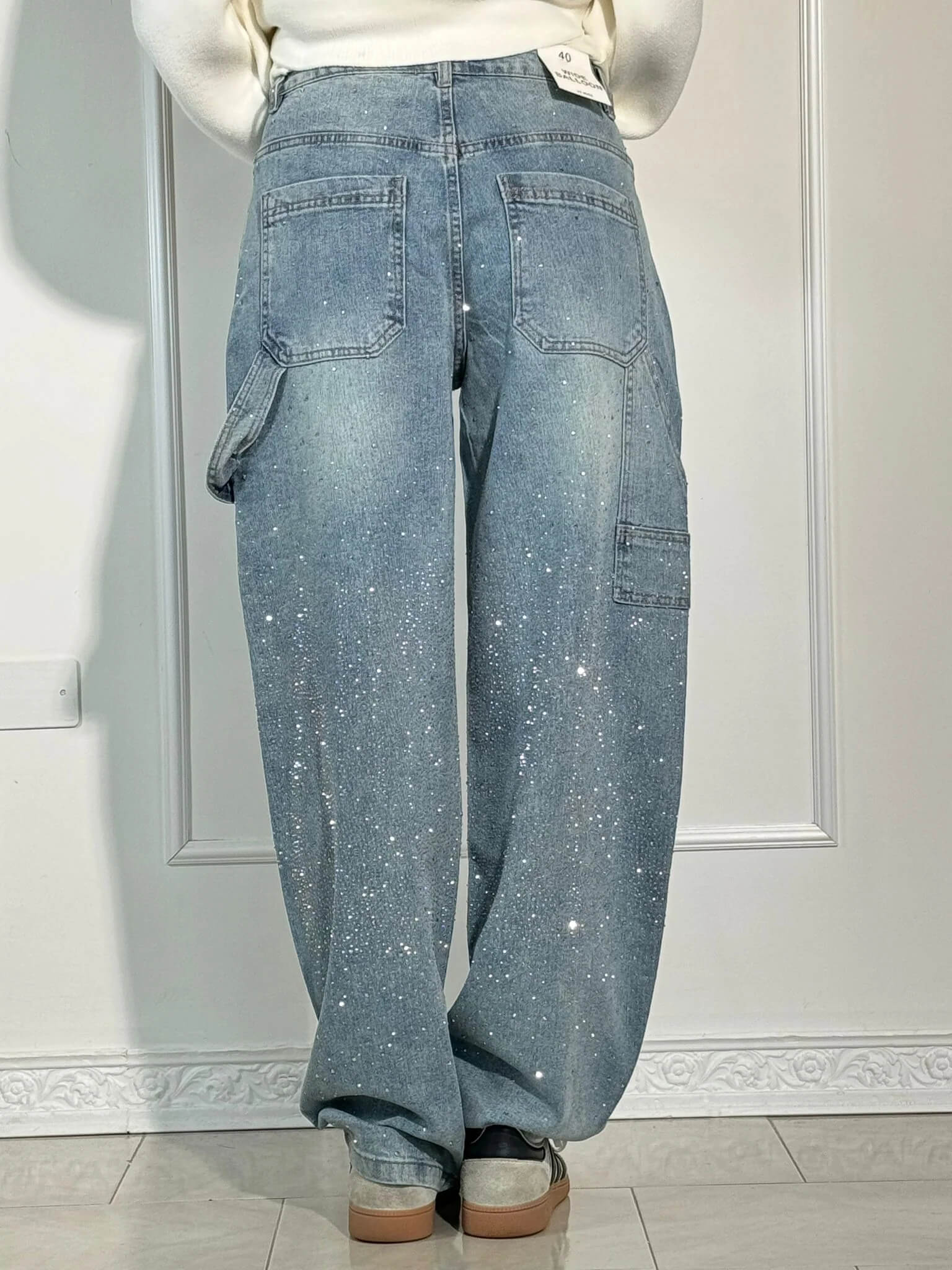 Sienna | Women High Waist Wide Leg Relaxed Fit Shiny Casual Jeans 6