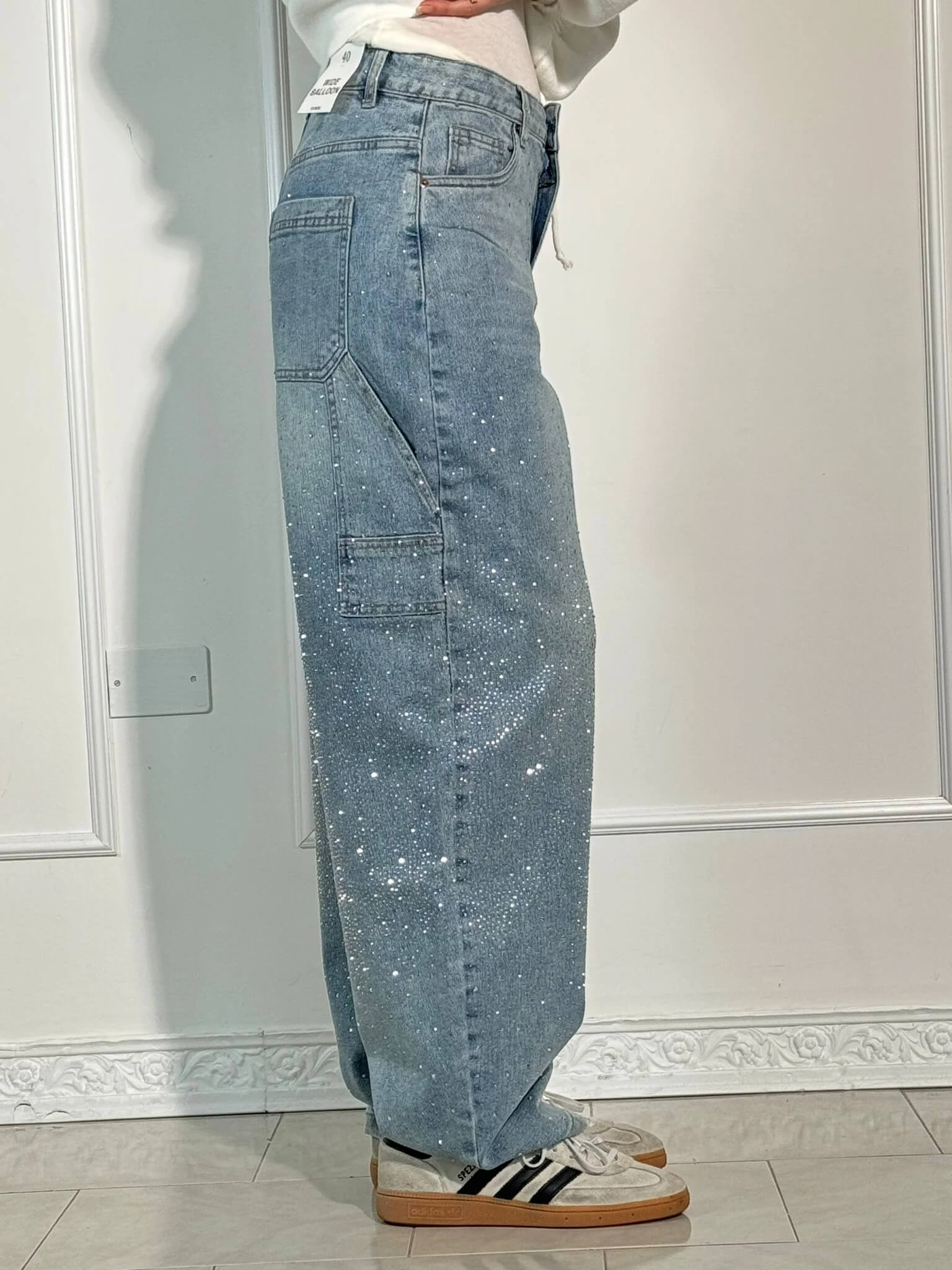 Sienna | Women High Waist Wide Leg Relaxed Fit Shiny Casual Jeans 8