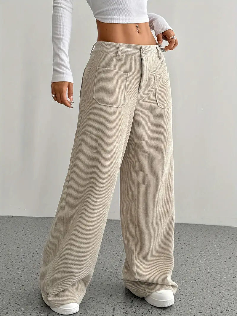 Kaia | Women High Waist Wide Leg Casual Fit Lightweight Trousers 1