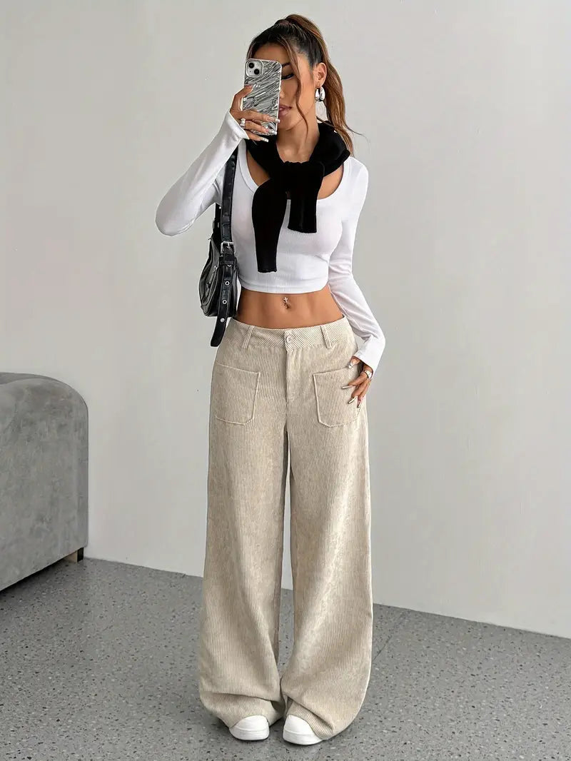 Kaia | Women High Waist Wide Leg Casual Fit Lightweight Trousers 6