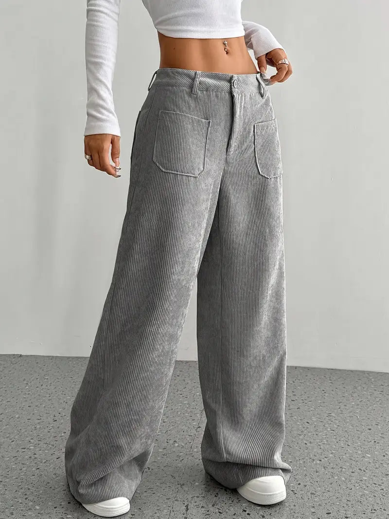 Kaia | Women High Waist Wide Leg Casual Fit Lightweight Trousers 7