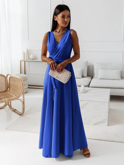 Elara | Women Maxi Dress Wrap Design Sleeveless Flattering Formal 4