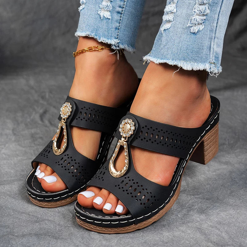 Yora | Women Wedge Sandals Slip On Open Toe Elegant Everyday Sandals 1