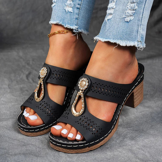 Yora | Women Wedge Sandals Slip On Open Toe Elegant Everyday Sandals 1
