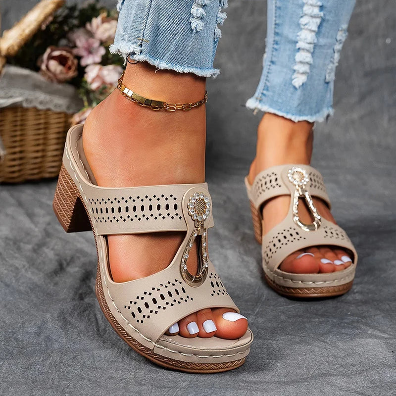 Yora | Women Wedge Sandals Slip On Open Toe Elegant Everyday Sandals 2