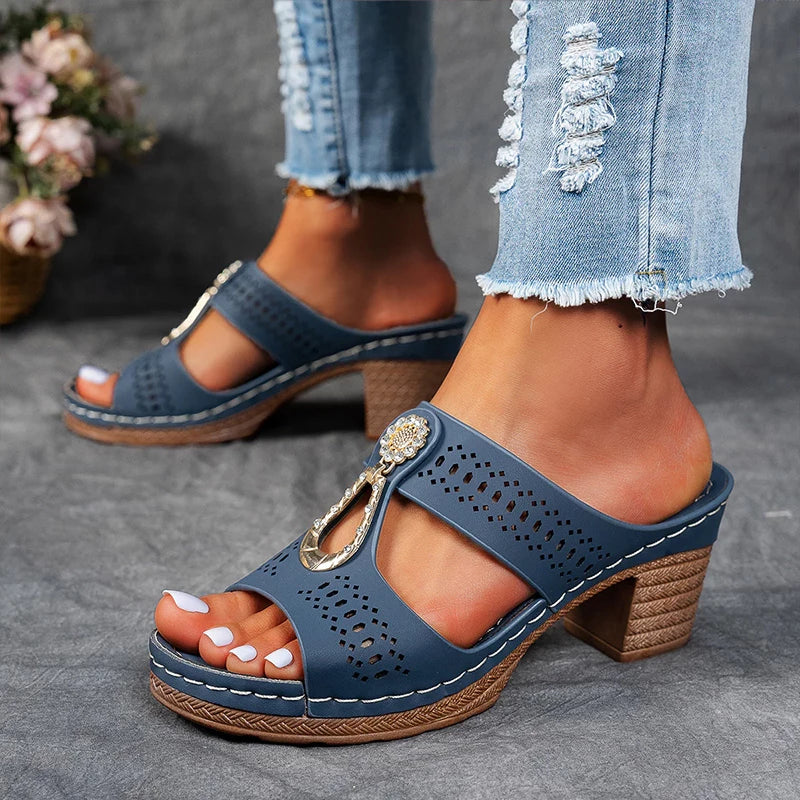 Yora | Women Wedge Sandals Slip On Open Toe Elegant Everyday Sandals 4