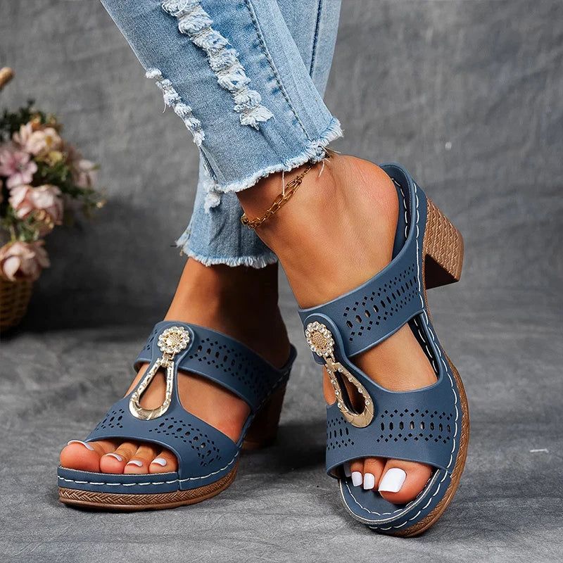 Yora | Women Wedge Sandals Slip On Open Toe Elegant Everyday Sandals 6