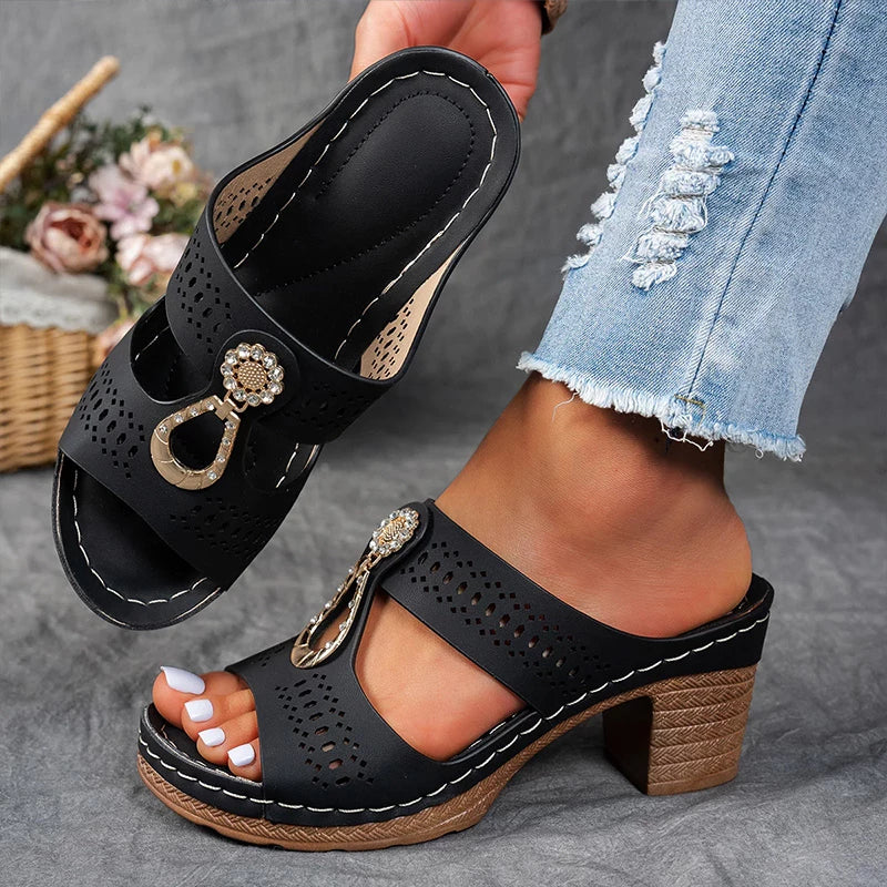 Yora | Women Wedge Sandals Slip On Open Toe Elegant Everyday Sandals 9