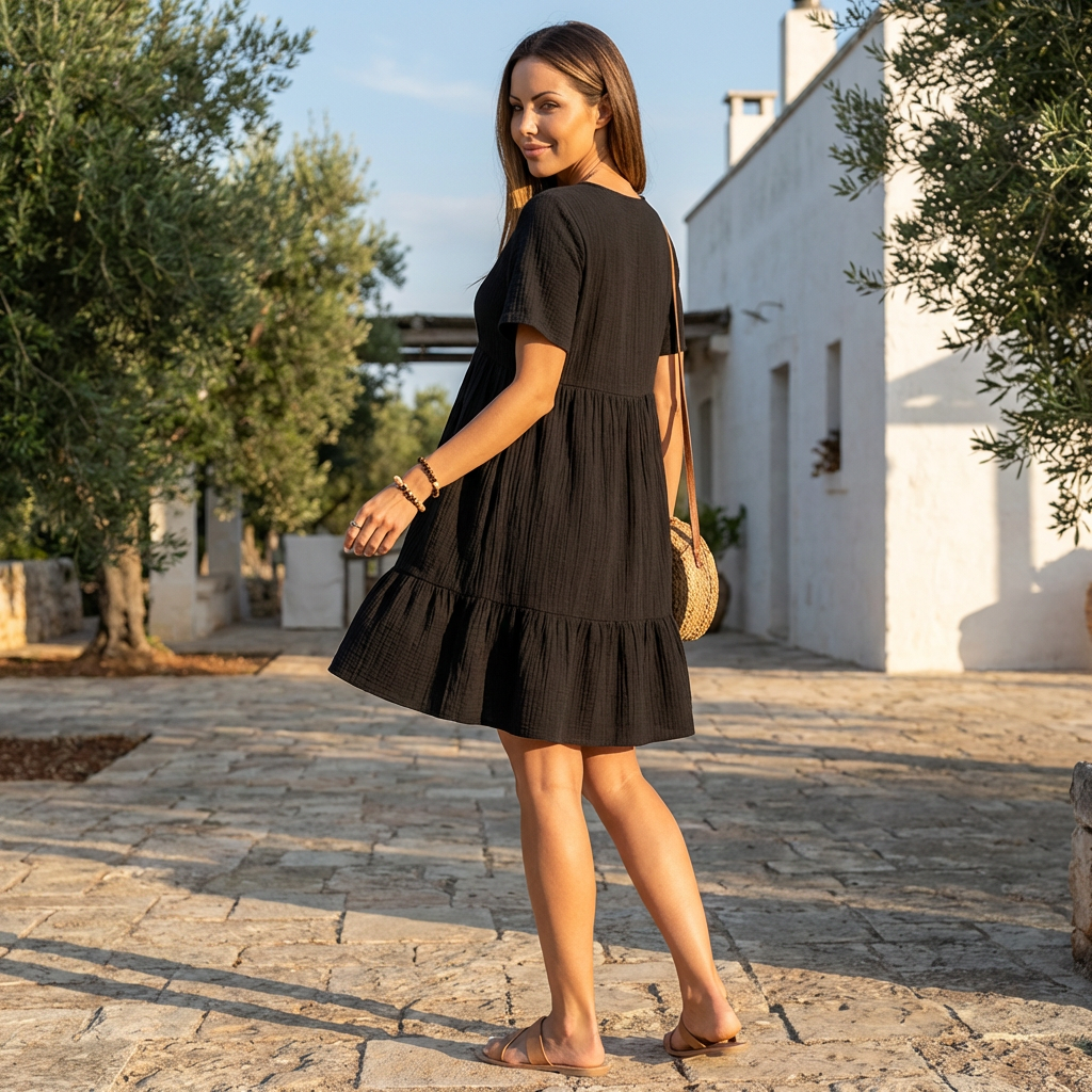 Liora | Women Midi Dress V Neck Flared Vintage Elegant Formal 11