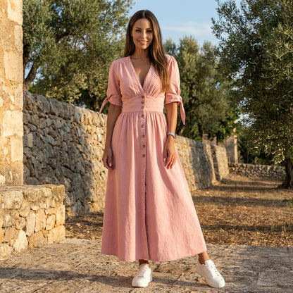 Emily | Women Midi Dress Modern Cut Relaxed Fit Denim Look Casual 1