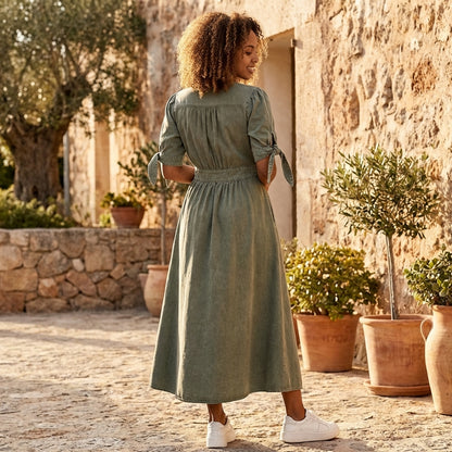 Emily | Women Midi Dress Modern Cut Relaxed Fit Denim Look Casual 8