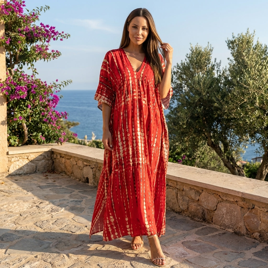 Liora | Women Maxi Dress Flowing Silhouette Sleeveless Elegant Caftan 9
