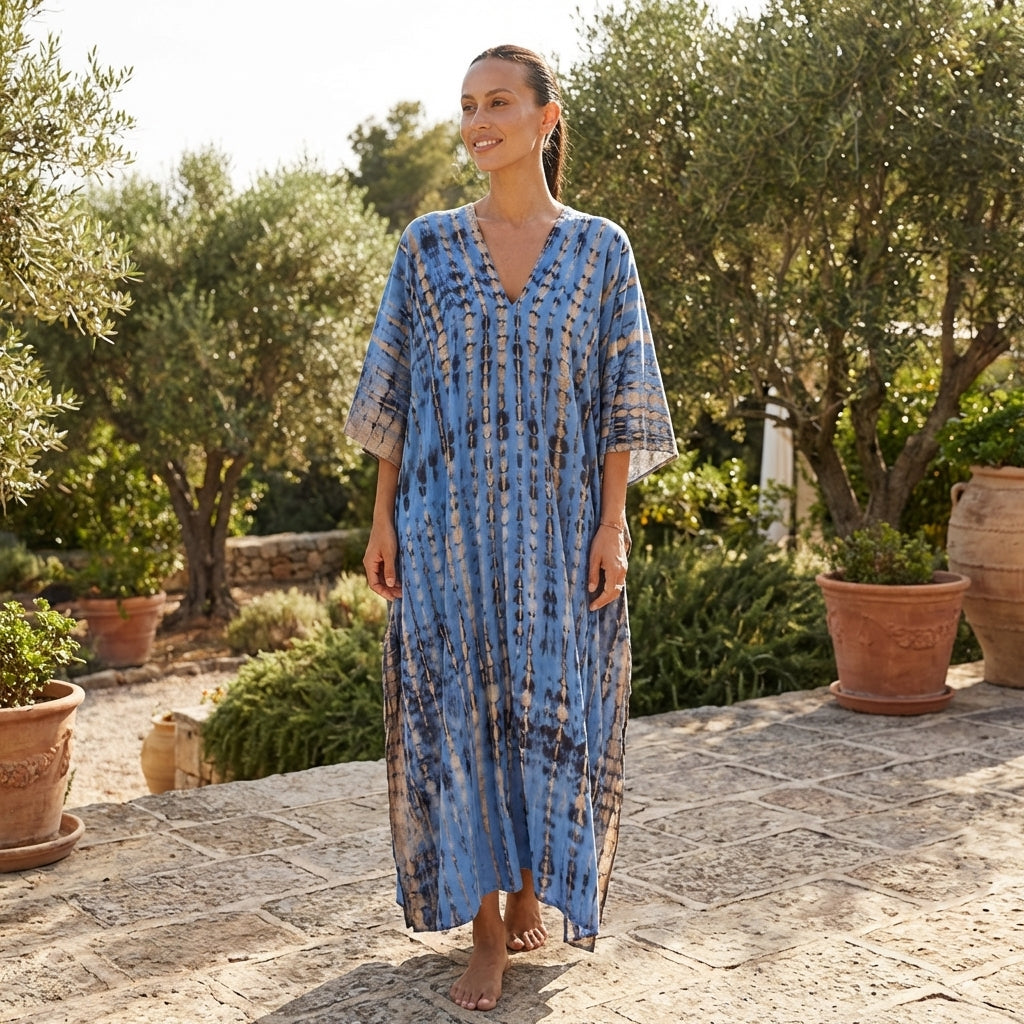 Liora | Women Maxi Dress Flowing Silhouette Sleeveless Elegant Caftan 17