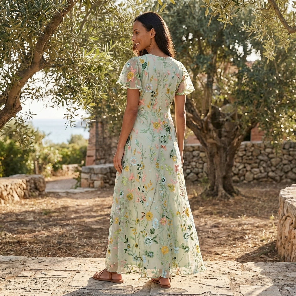 Liora | Women Maxi Dress V Neck Floral Print Sleeveless Casual 2