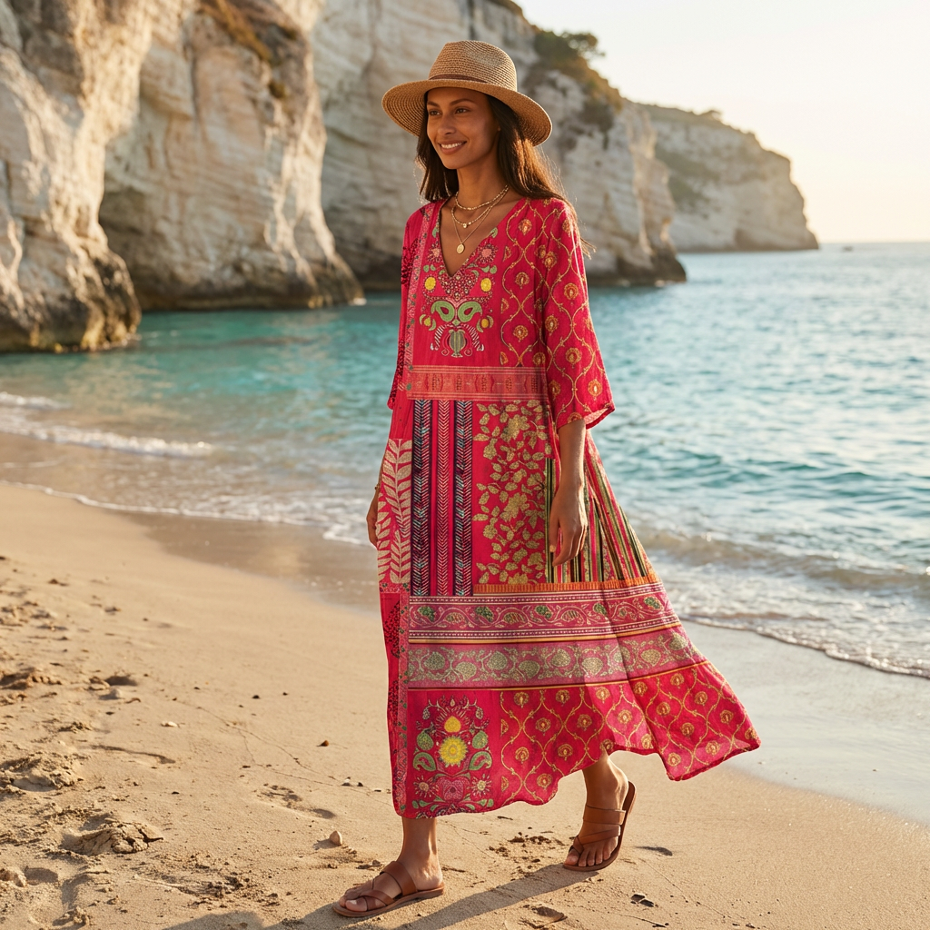 Liora | Women Maxi Dress Ethnic Bohemian Print Flowing Relaxed Fit 4